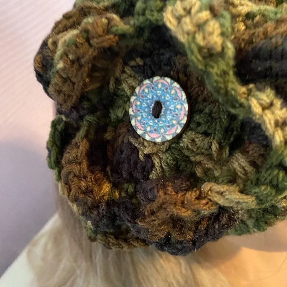 Adult Small Camo Ear Warmer Hand Crocheted